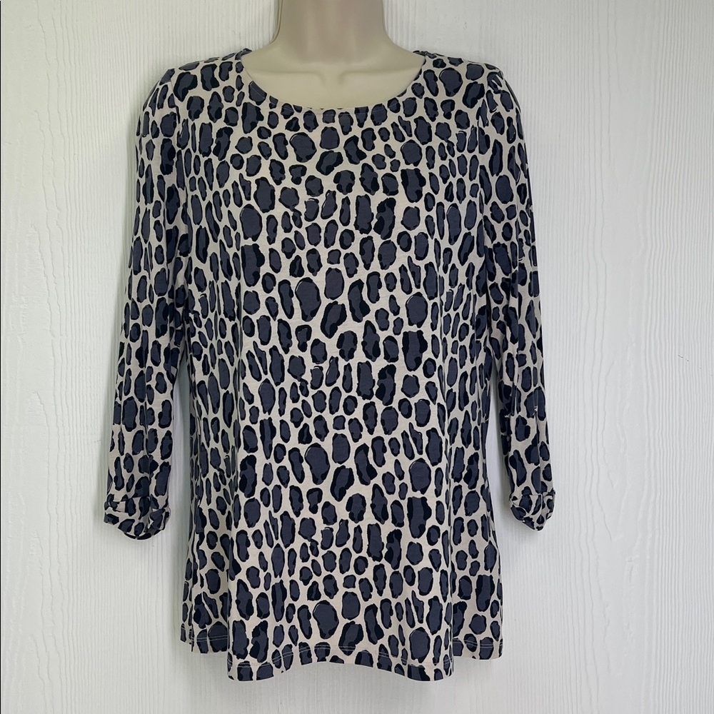 Boden - Leopard Colorful  Animal Print Round Neck Long Sleeve Blouse Size 6 - Picture 2 of 10